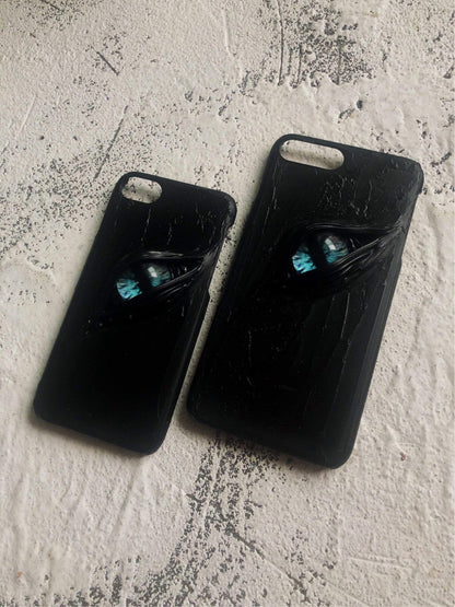 techypopcom iPhone Case Glow in the Dark Cat Eye Handmade Designer iPhone Case For iPhone 12 SE 11 Pro Max X XS Max XR 7 8 Plus