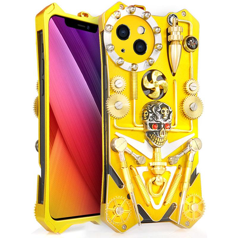 techypopcom iPhone Case iPhone 13 Heavy Duty Protection Hardcore iPhone Case Steam Punk Robot Skull Style For iPhone 13 12 SE 11 Pro Max X XS Max XR 7 8 Plus